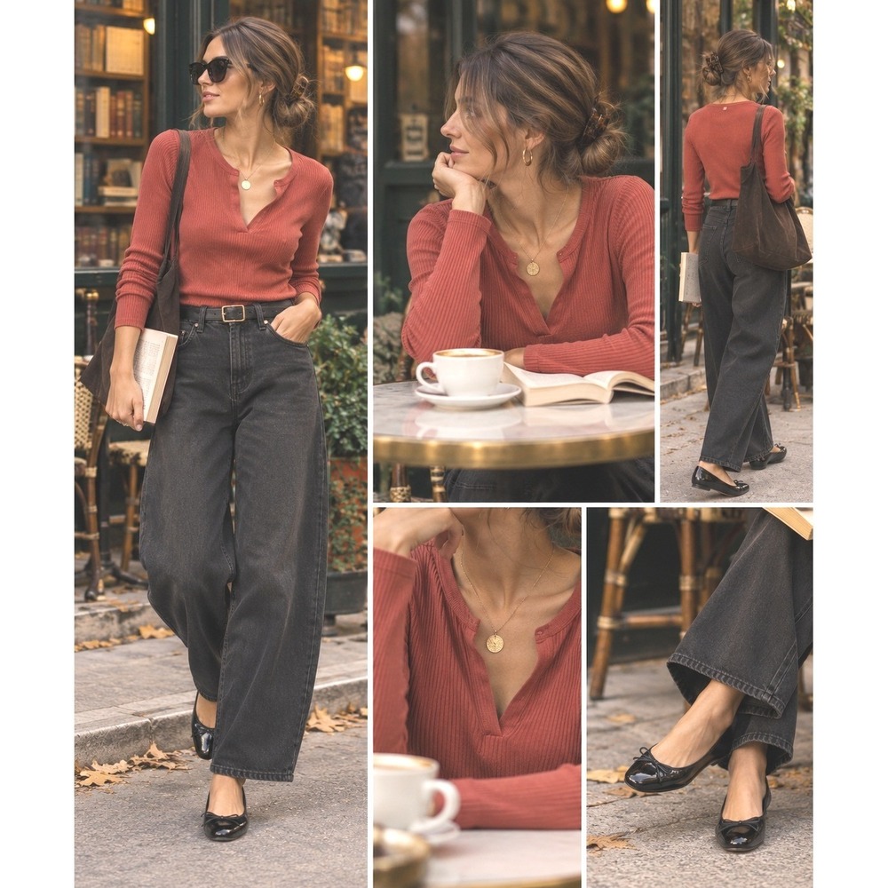 Free People henley split neck ribbed terracotta pumpkin fall colors bodycon med